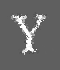[distorted letter Y, white on grey]