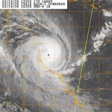 [Satellite photograph of Cyclone Larry]