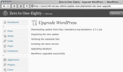 [screenshot WordPress core upgrader]