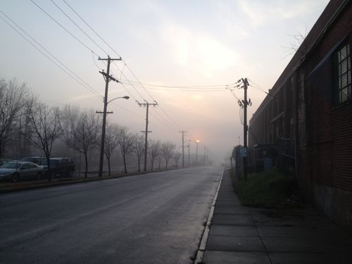 [North Main St in fog]