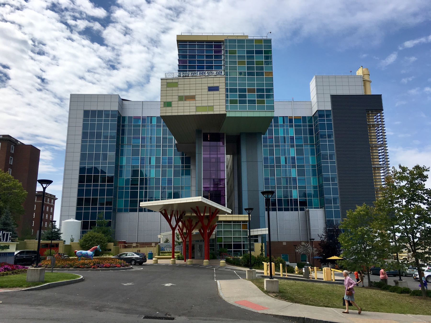 [front entrance of Golisano Children’s Hospital in Syracuse]